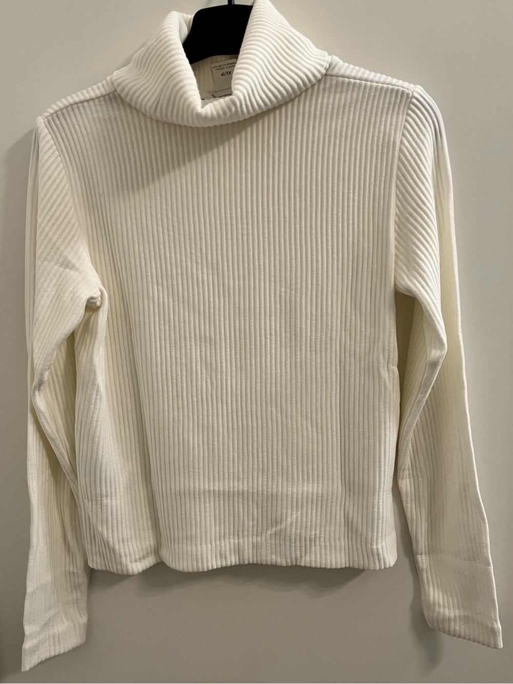 Club Monaco Off White Ribbed Turtleneck Sweater